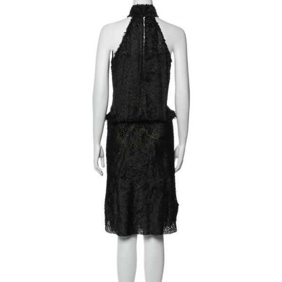 Nili Lotan Black Fringe Silk Blend Blouson Halter Dress NWT Size S - Picture 4 of 9